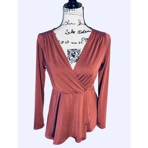 ASOS Rust Wrap Style Long Sleeve Blouse Size 8
